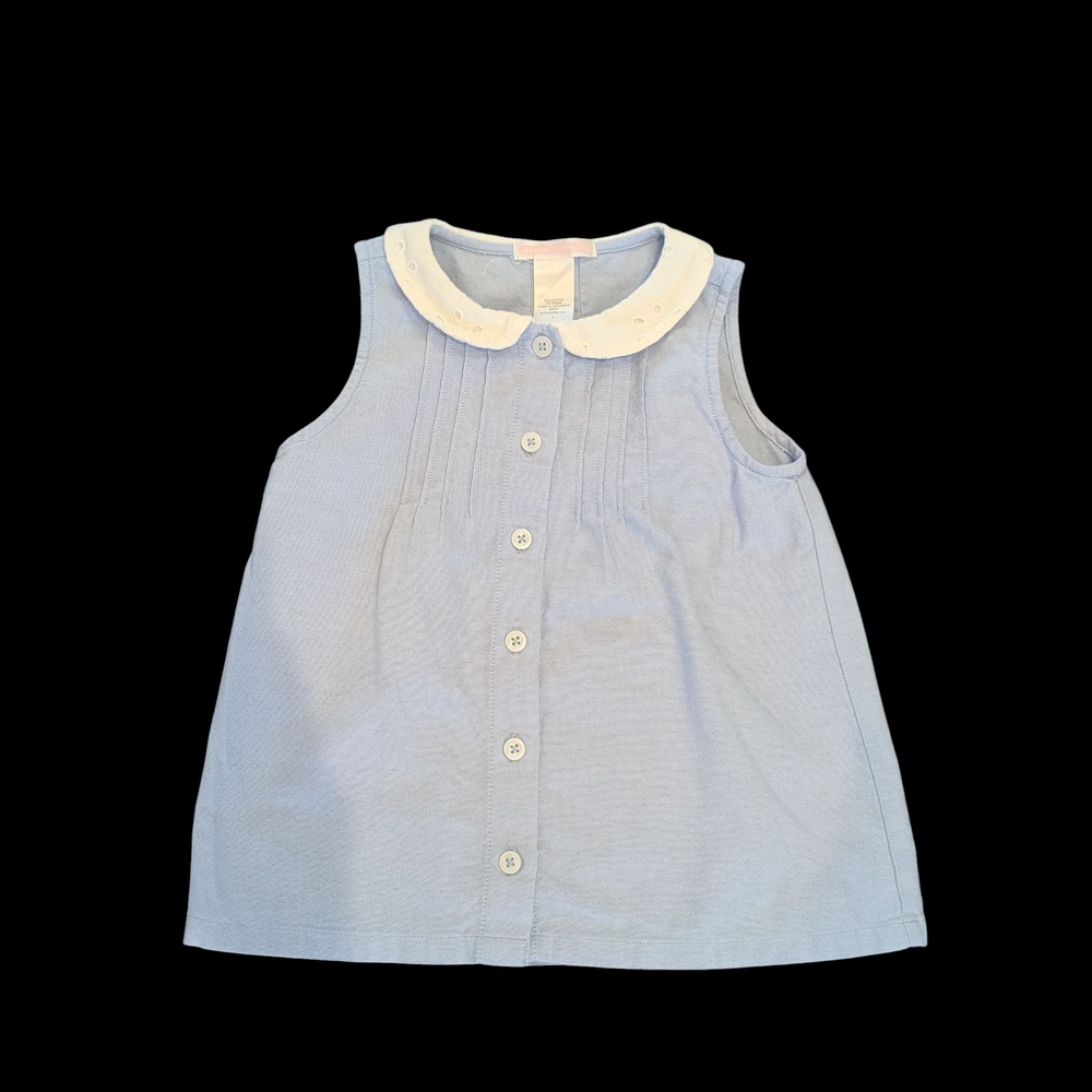 Blue Sleeveless Baby Dress with White Collar